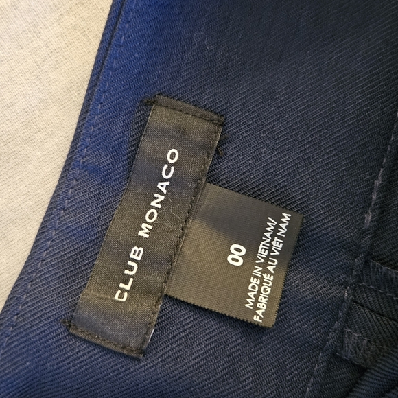 Club monaco - navy work pants - button/overlap fold detailing - size 00 - Picture 3 of 6